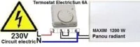 schema de legatura termostat ElectricSun 6A la panouri