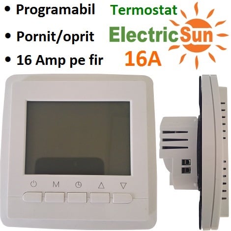 termostat ambient, thermostat digital, termostat electronic, termostat de camera, termostat programabil, termostat ambient cu fir, termostat inteligent, termostat 16a electricsun