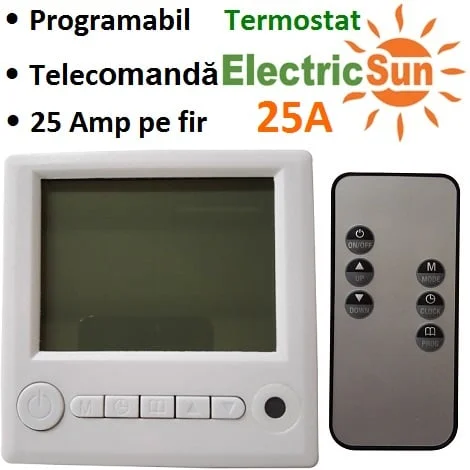 termostat de ambient cu fir, termostat centrala cu fir, termostat de ambianta, termostat electricsun 25A