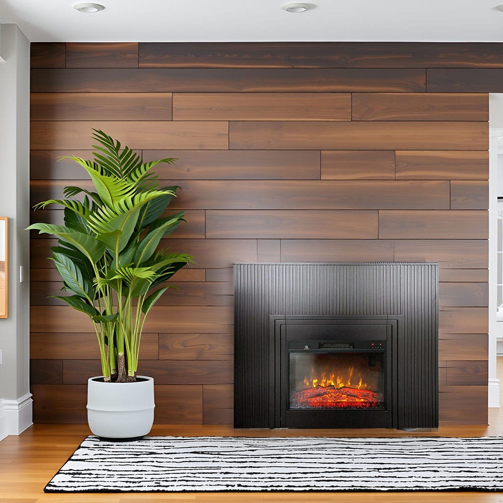 Semineu electric 3D cu riflaje ElectricSun LAMELIA negru mat, cu sunet, 3 culori, Wi-Fi cu APP internet, L120xH102cm - imagine 4