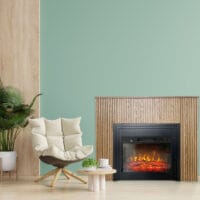 Semineu electric 3D cu riflaje ElectricSun LAMELIA stejar deschis, cu sunet, 3 culori, Wi-Fi cu APP internet, L120xH102cm