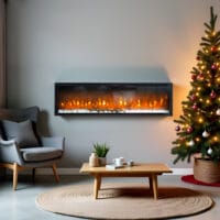 Semineu electric 3D ElectricSun VERSALYS Mediu, pe perete, podea sau incorporabil, cu sunet, 10 culori, Wi-Fi cu APP internet, L153xH41cm